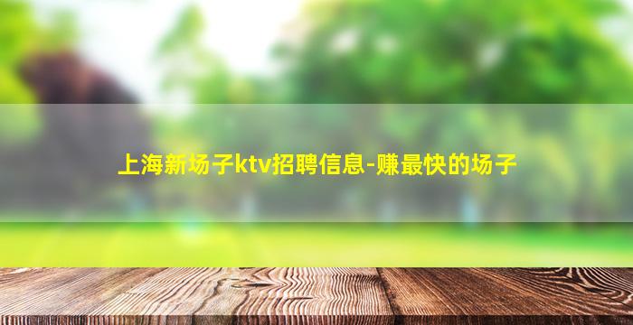 上海新场子ktv招聘信息-赚最快的场子